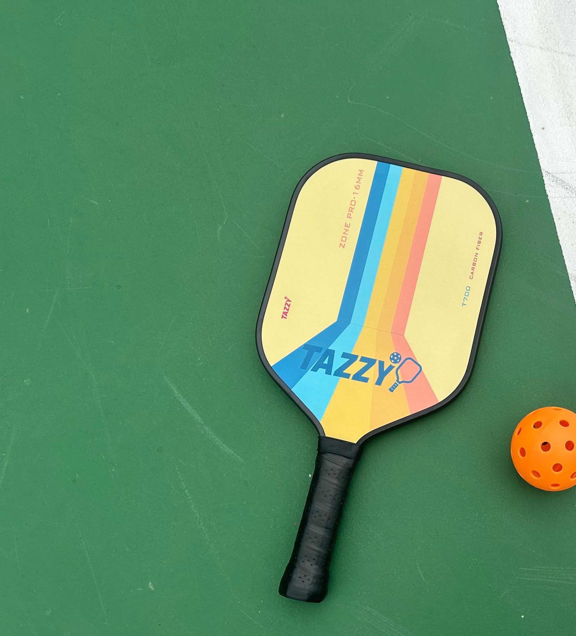 Tazzy Zone Pro Carbon Fiber Pickleball Paddle – Lightweight 16mm Thermoformed T700 Frame with SpinCore+ Surface for Power & Control