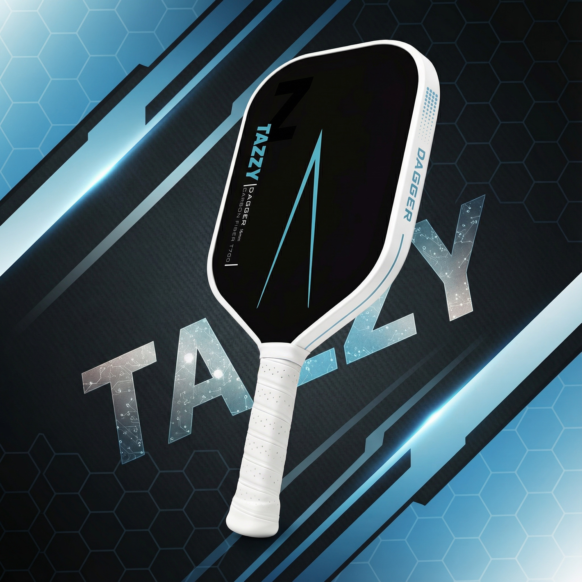 Tazzy Dagger – Carbon Fiber Pickleball Paddle 16mm | Thermoformed Build for Power & Precision