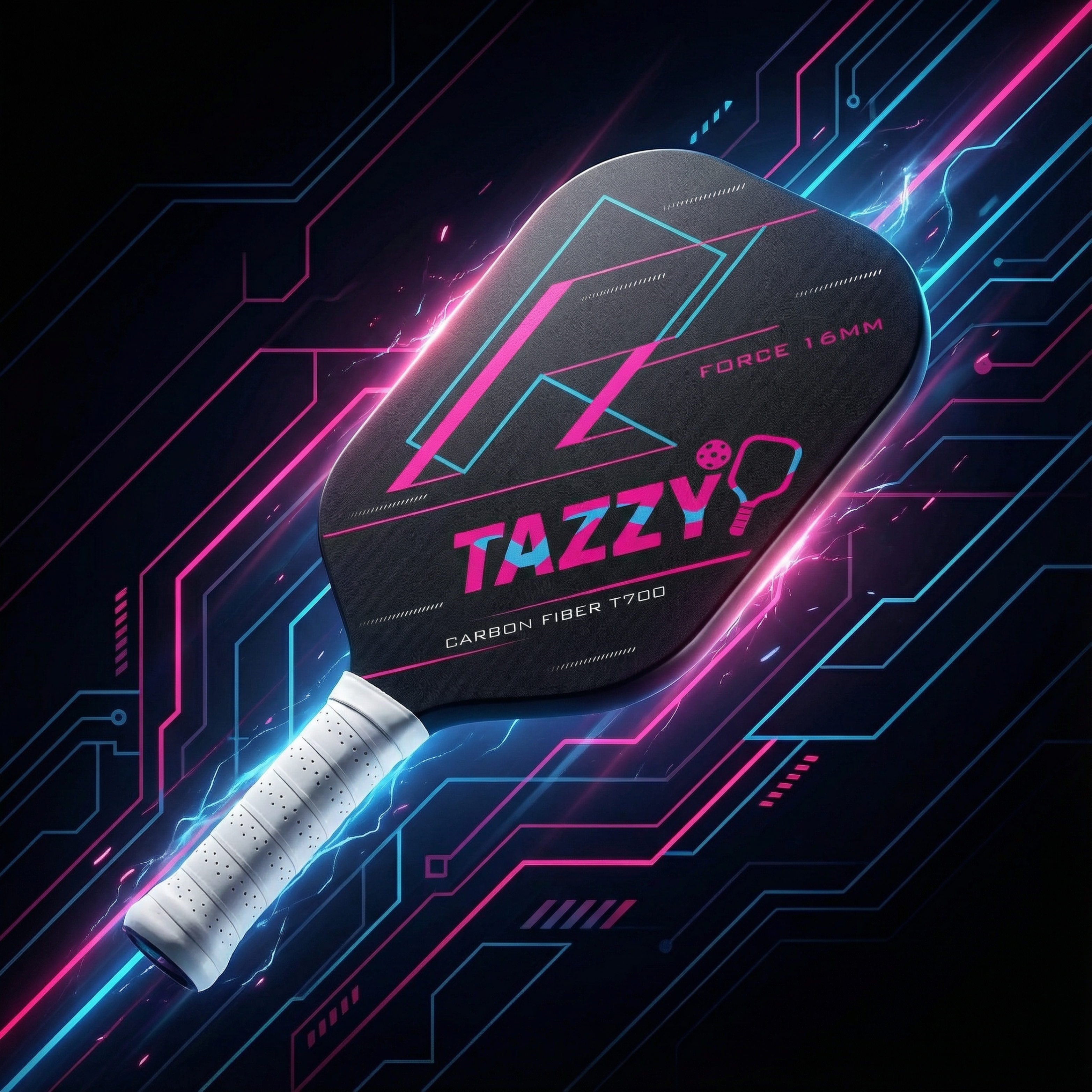Tazzy Force – T700 Carbon Fiber Pickleball Paddle 16mm | Frameless Thermoformed Build for Maximum Power