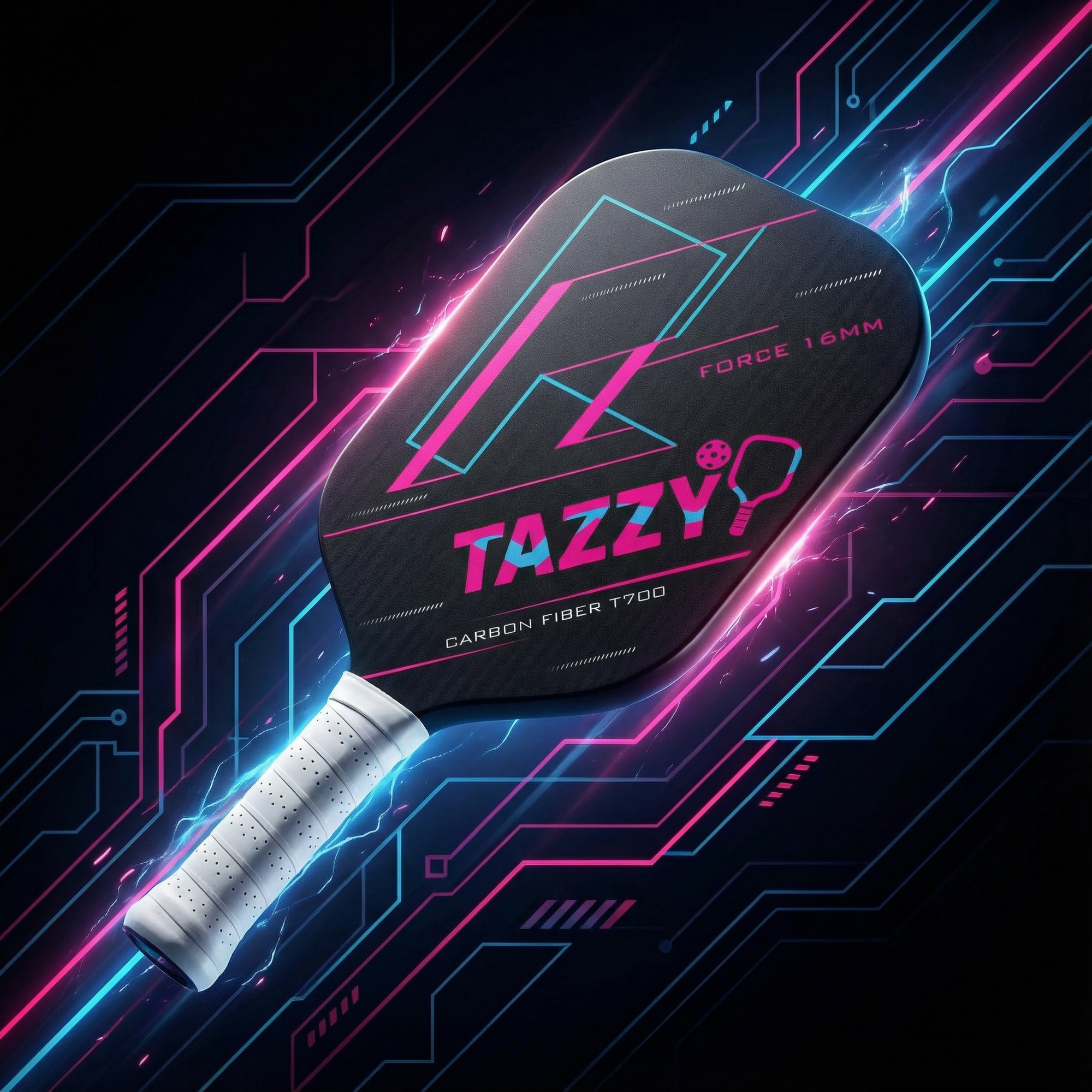 Tazzy Force – T700 Carbon Fiber Pickleball Paddle 16mm | Frameless Thermoformed Build for Maximum Power