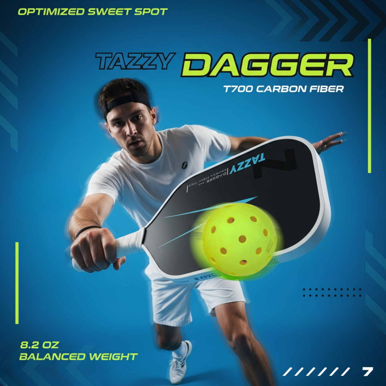 Tazzy Dagger – Carbon Fiber Pickleball Paddle 16mm | Thermoformed Build for Power & Precision