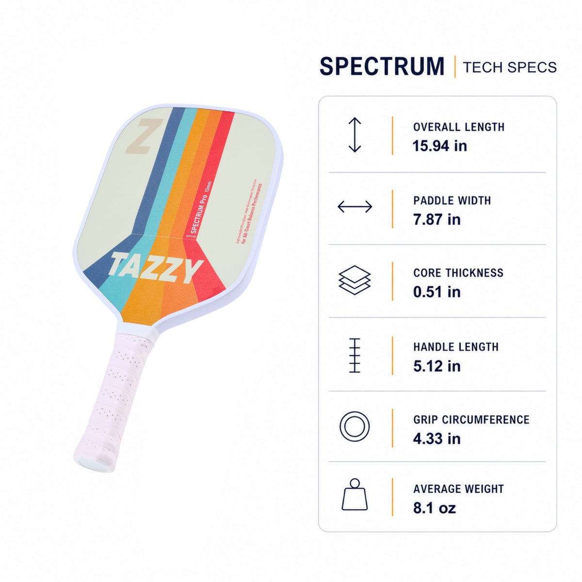 Tazzy Spectrum 13mm Fiberglass Pickleball Paddle for Beginners