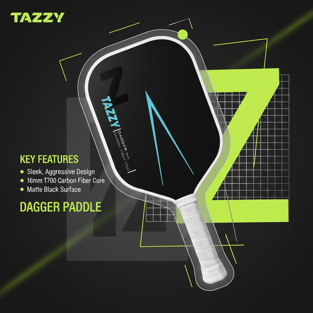 Tazzy Dagger – Carbon Fiber Pickleball Paddle 16mm | Thermoformed Build for Power & Precision