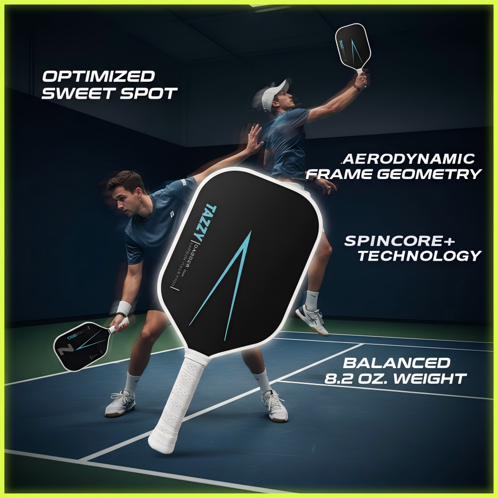 Tazzy Dagger – Carbon Fiber Pickleball Paddle 16mm | Thermoformed Build for Power & Precision