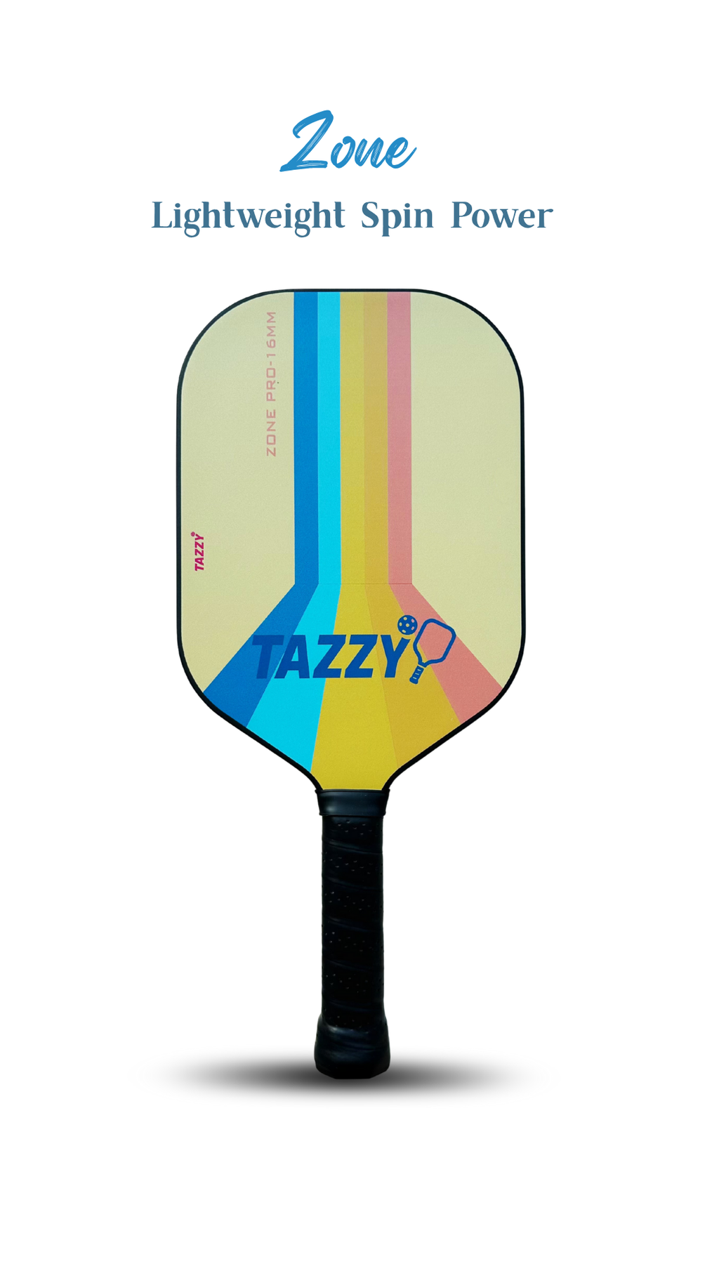 Tazzy Zone Pro Carbon Fiber Pickleball Paddle – Lightweight 16mm Thermoformed T700 Frame with SpinCore+ Surface for Power & Control