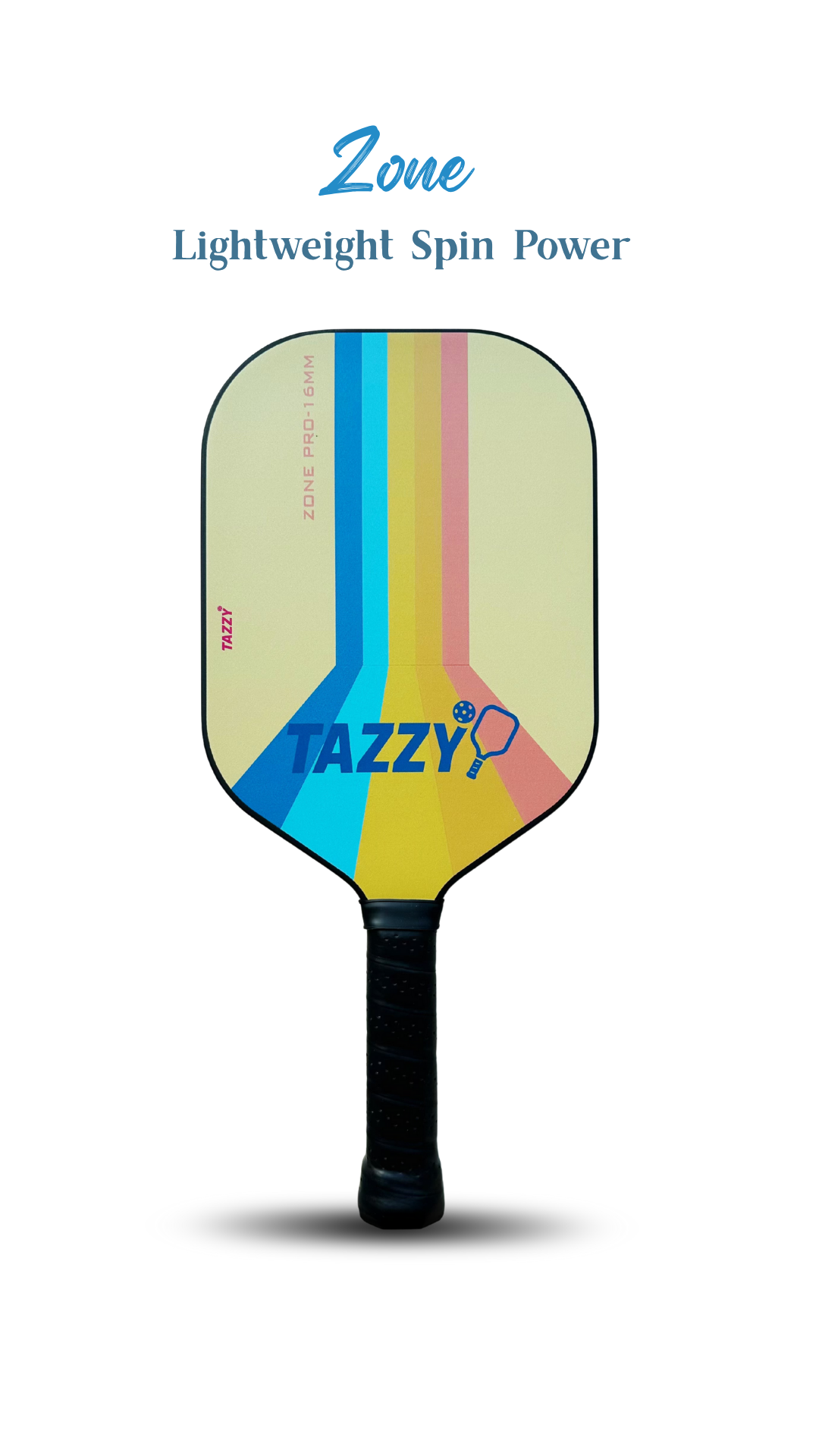 Tazzy Zone Pro Carbon Fiber Pickleball Paddle – Lightweight 16mm Thermoformed T700 Frame with SpinCore+ Surface for Power & Control