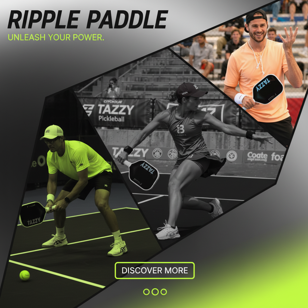 Tazzy Ripple – Carbon Fiber Pickleball Paddle 16mm | Thermoformed Frame with Enhanced Spin & Vibration Control
