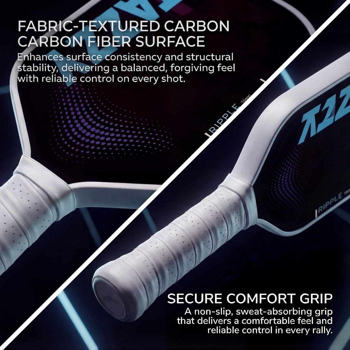 Tazzy Ripple 16mm Carbon Fiber Pickleball Paddle | Control & Comfort