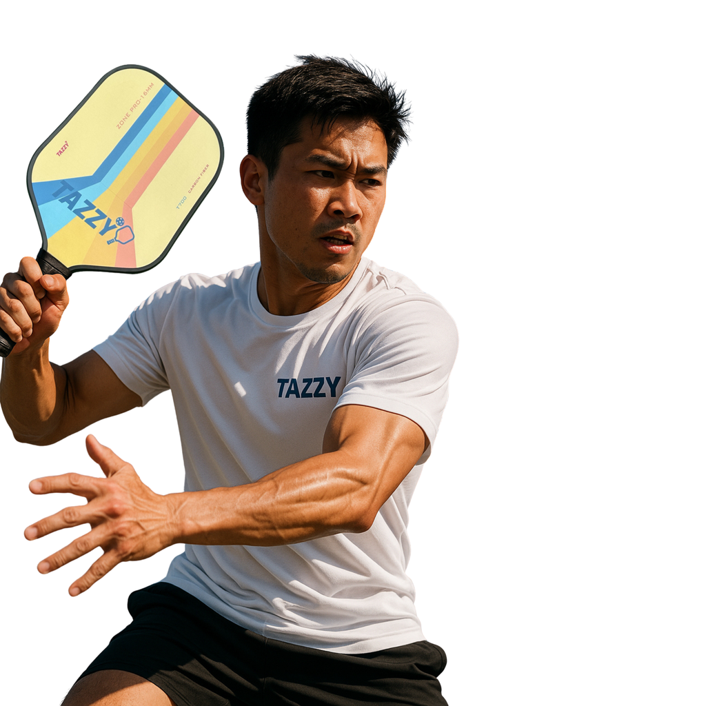 Tazzy Zone Pro Carbon Fiber Pickleball Paddle – Lightweight 16mm Thermoformed T700 Frame with SpinCore+ Surface for Power & Control